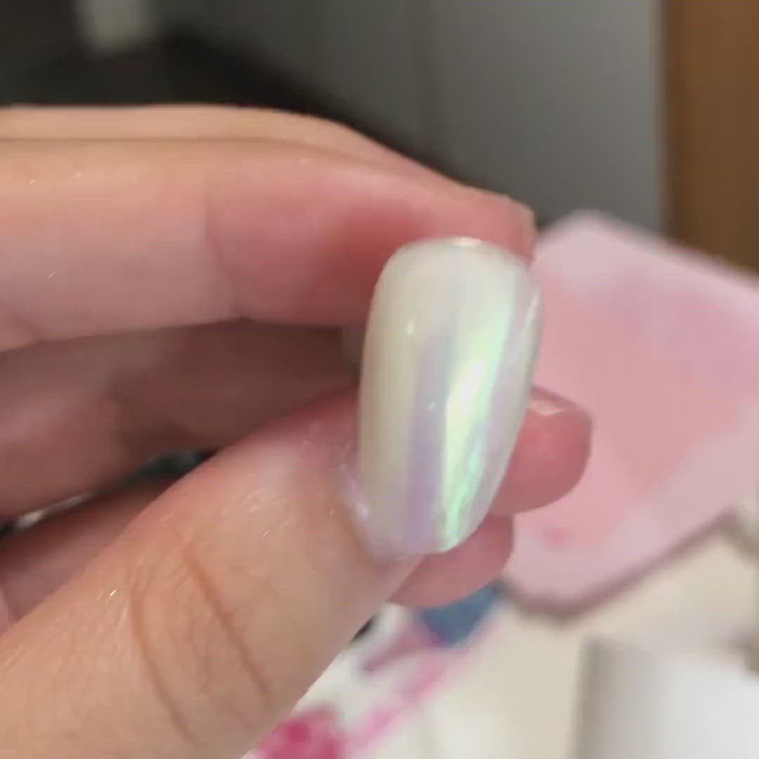 Hailey Bieber Inspired Chrome Pearl Nails ,pearl White Almond Nails/  Argylefake Nails/ Handmade Press on Nails/faux Acrylic Nails/ 